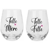 Attitudes Import 2 Stemless Wine Glass - Telle Mere Telle Fille* Products With Text