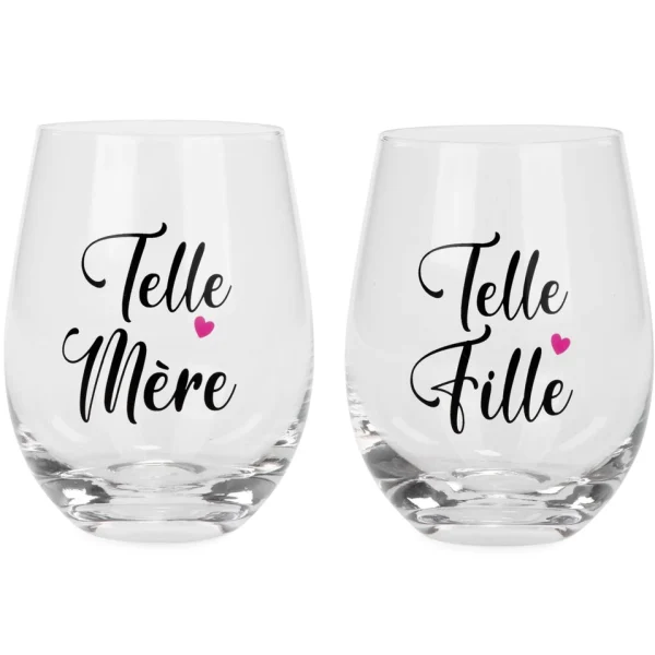 Attitudes Import 2 Stemless Wine Glass - Telle Mere Telle Fille* All For Wine