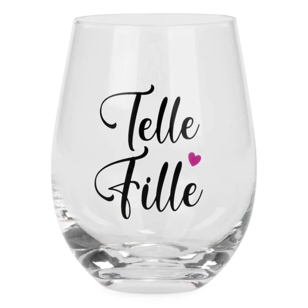 Attitudes Import 2 Stemless Wine Glass - Telle Mere Telle Fille* Products With Text