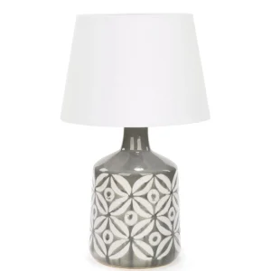 Attitudes Import 2 Table Lamp - Grey Base With Floral Pattern* Luminaires