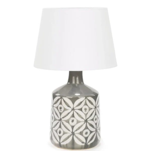 Attitudes Import 2 Table Lamp - Grey Base With Floral Pattern* Luminaires