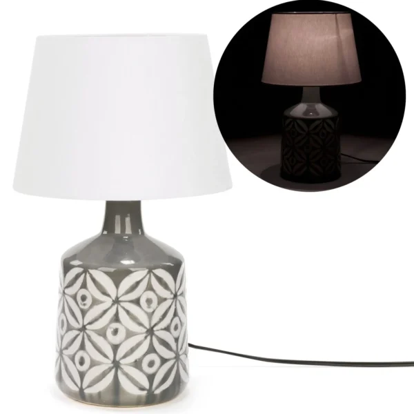 Attitudes Import 2 Table Lamp - Grey Base With Floral Pattern* Luminaires