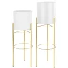 Attitudes Import 2 White Pot On Golden Stand* Vases & Pots