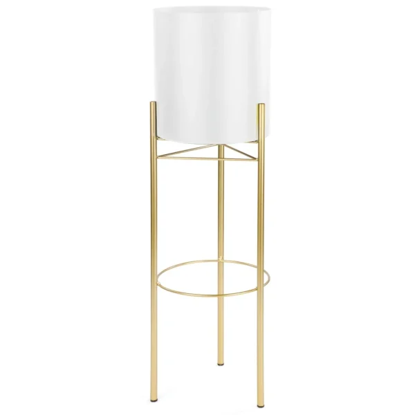 Attitudes Import 2 White Pot On Golden Stand* Vases & Pots