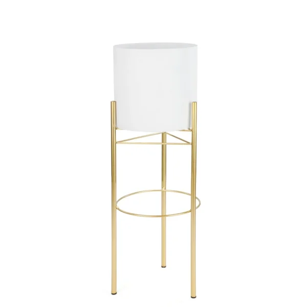 Attitudes Import 2 White Pot On Golden Stand* Vases & Pots