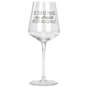 Attitudes Import 2 Wine Glass - Ce Qui Se Passe Au Chalet* Products With Text