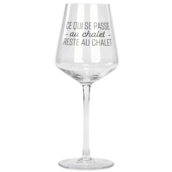 Attitudes Import 2 Wine Glass - Ce Qui Se Passe Au Chalet* Products With Text