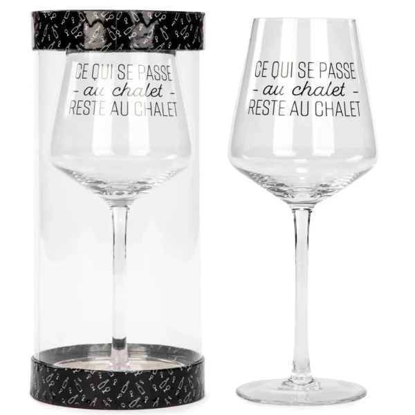 Attitudes Import 2 Wine Glass - Ce Qui Se Passe Au Chalet* Products With Text