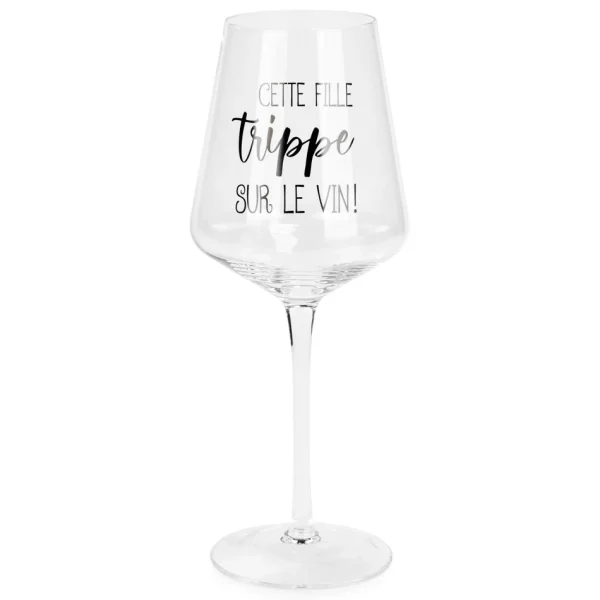 Attitudes Import 2 Wine Glass - Cette Fille Trippe Sur Le Vin* Products With Text