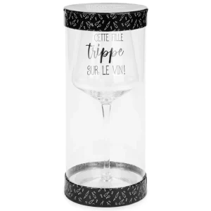 Attitudes Import 2 Wine Glass - Cette Fille Trippe Sur Le Vin* Products With Text