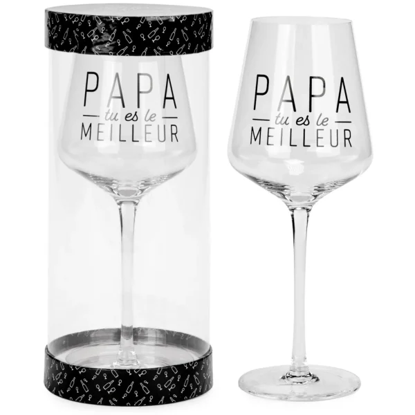 Attitudes Import 2 Wine Glass - Papa Tu Es Le Meilleur* Products With Text