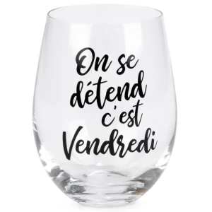 Attitudes Import 2 Wine Glass Without Stem - C'Est Vendredi* Products With Text