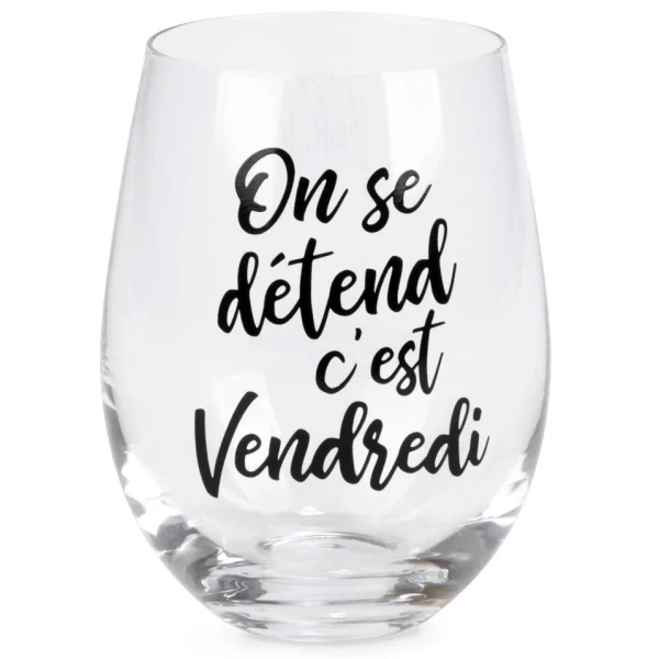 Attitudes Import 2 Wine Glass Without Stem - C'Est Vendredi* Products With Text